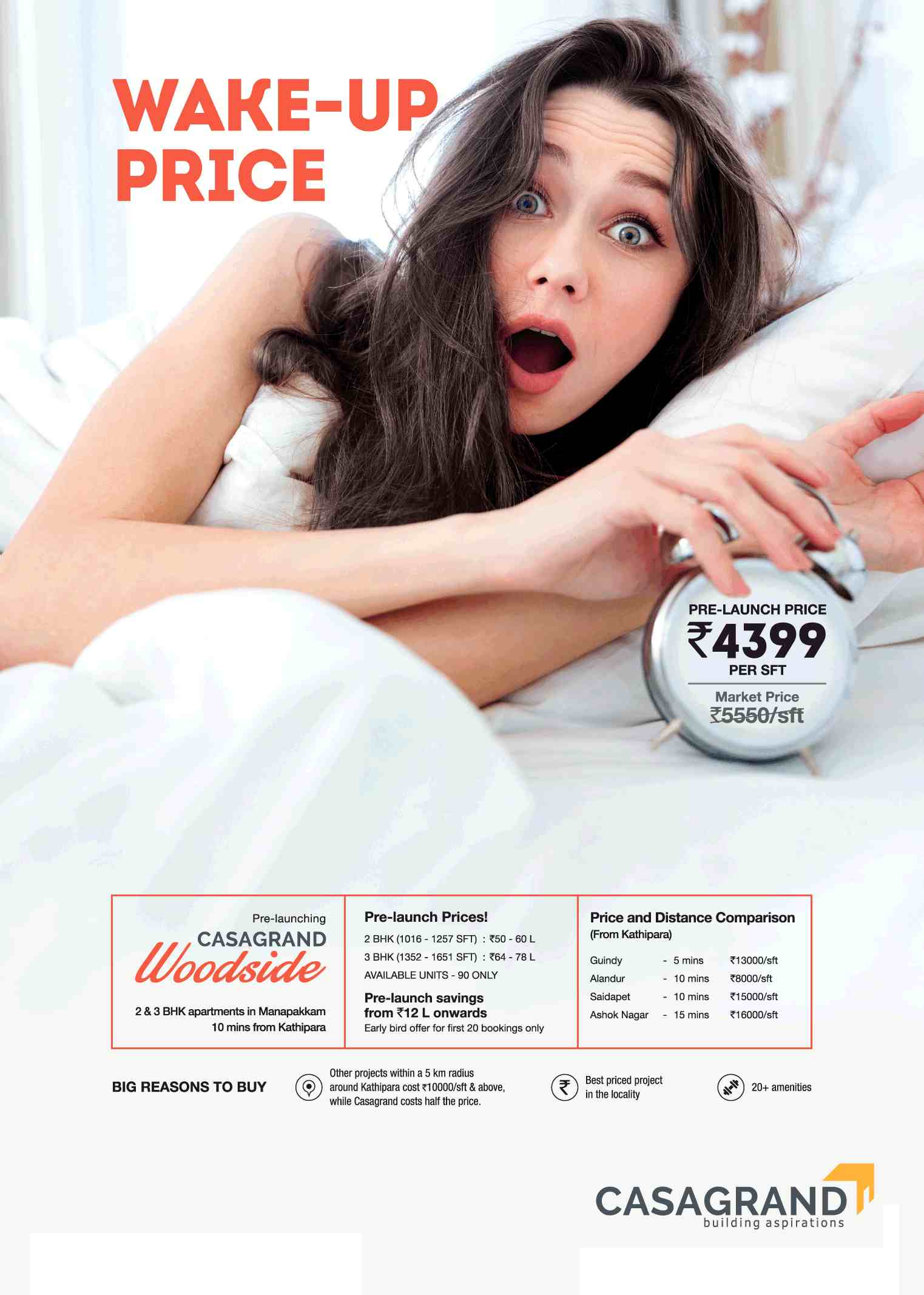 Book home with pre-launch price of Rs. 4399 per sq.ft. at Casagrand Woodside in Chennai Update